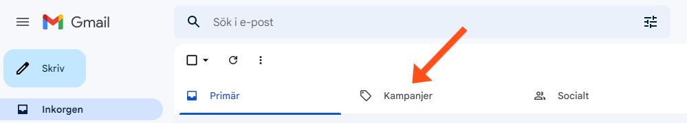 Gmail &ndash; exempel p&aring; flikar (Kampanjer)