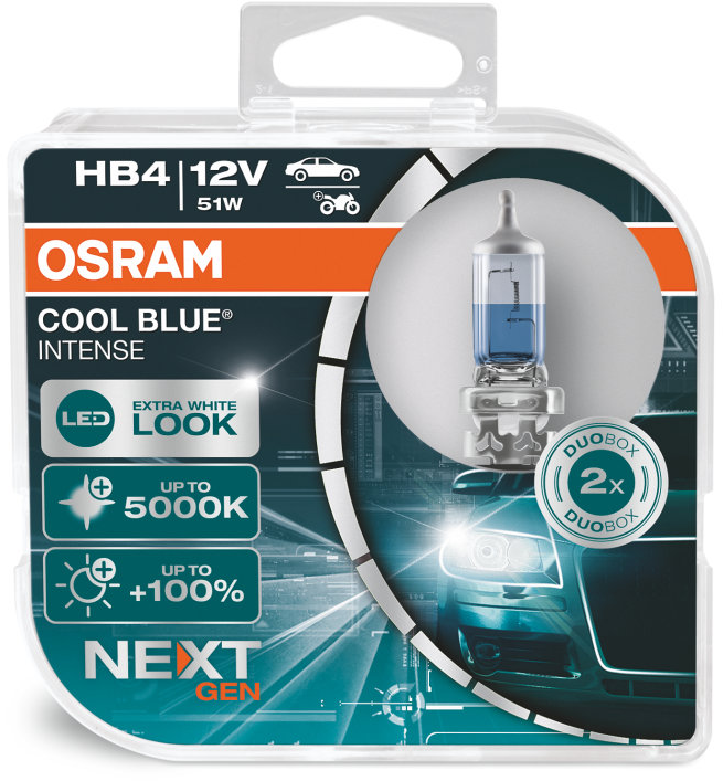 Osram Cool Blue Intense (Next Gen) - Glödlampa HB4 51W 12 V 2-pack - VW - Toyota - Kia - Skoda - BMW - Honda - Seat - Mazda