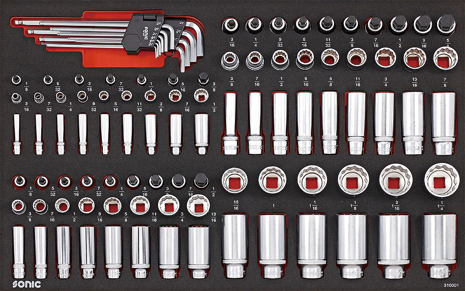 Hylssats 1/4, 3/8 & 1/2 (SAE) 100-Delar Sonic