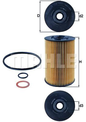 Mahle OX 150D1 Oljefilter – Filterinsats, Ø95 mm, Höjd 136 mm