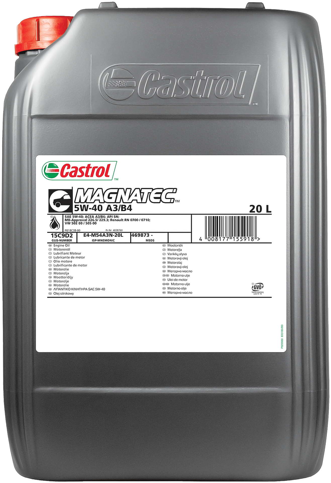Castrol Magnatec A3/B4 5W-40 Motorolja Dunk 20 l - Motorolja - VW - Volvo - Renault - Mercedes - Audi - Skoda - Peugeot - Ford