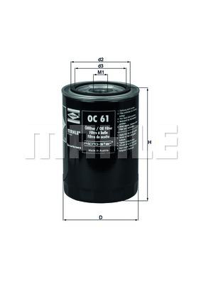 Mahle OC 61 Oljefilter – Skruvfilter, Gänga 3/4-16 UNF, Ø93,2 mm, H 14