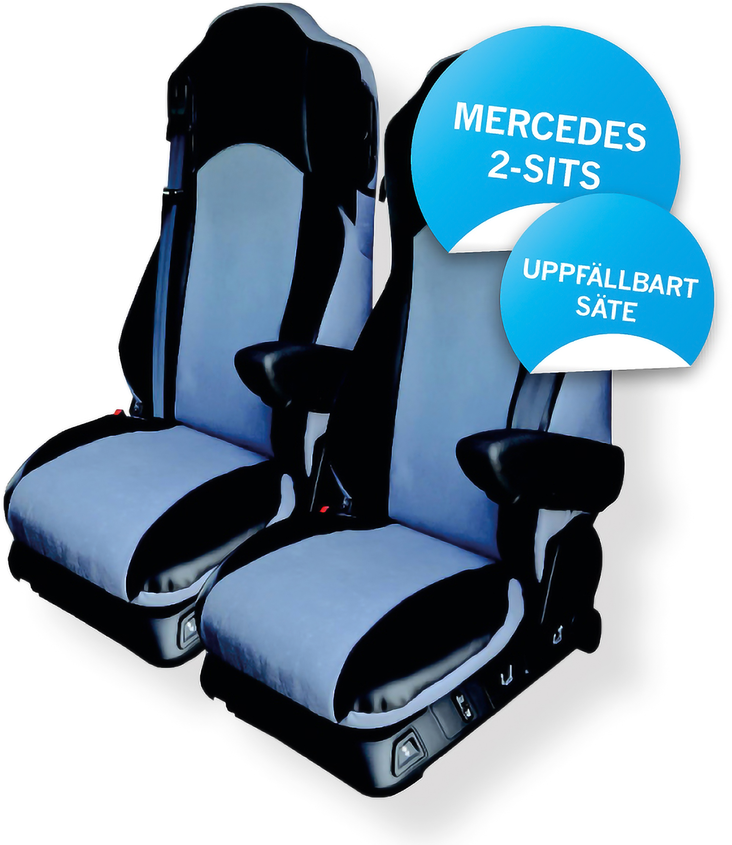 Sätesöverdrag 2-sits passande Merc Svart,Mikrofiber. - Lastbil