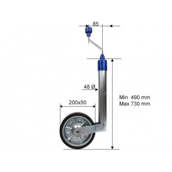 Stödhjul stålfälg Ø48mm 300kg Valeryd
