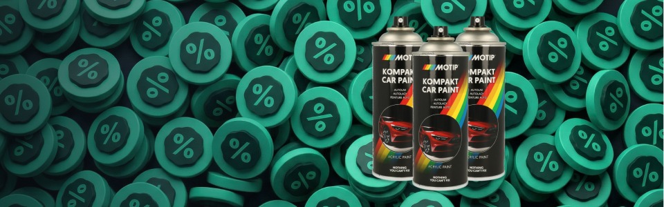 20 % rabatt på<br>spraylakk fra MOTIP