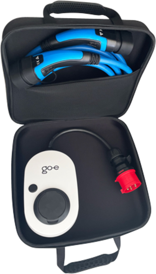 Go-e case med go-e laddare Gemini flex och laddningskabel